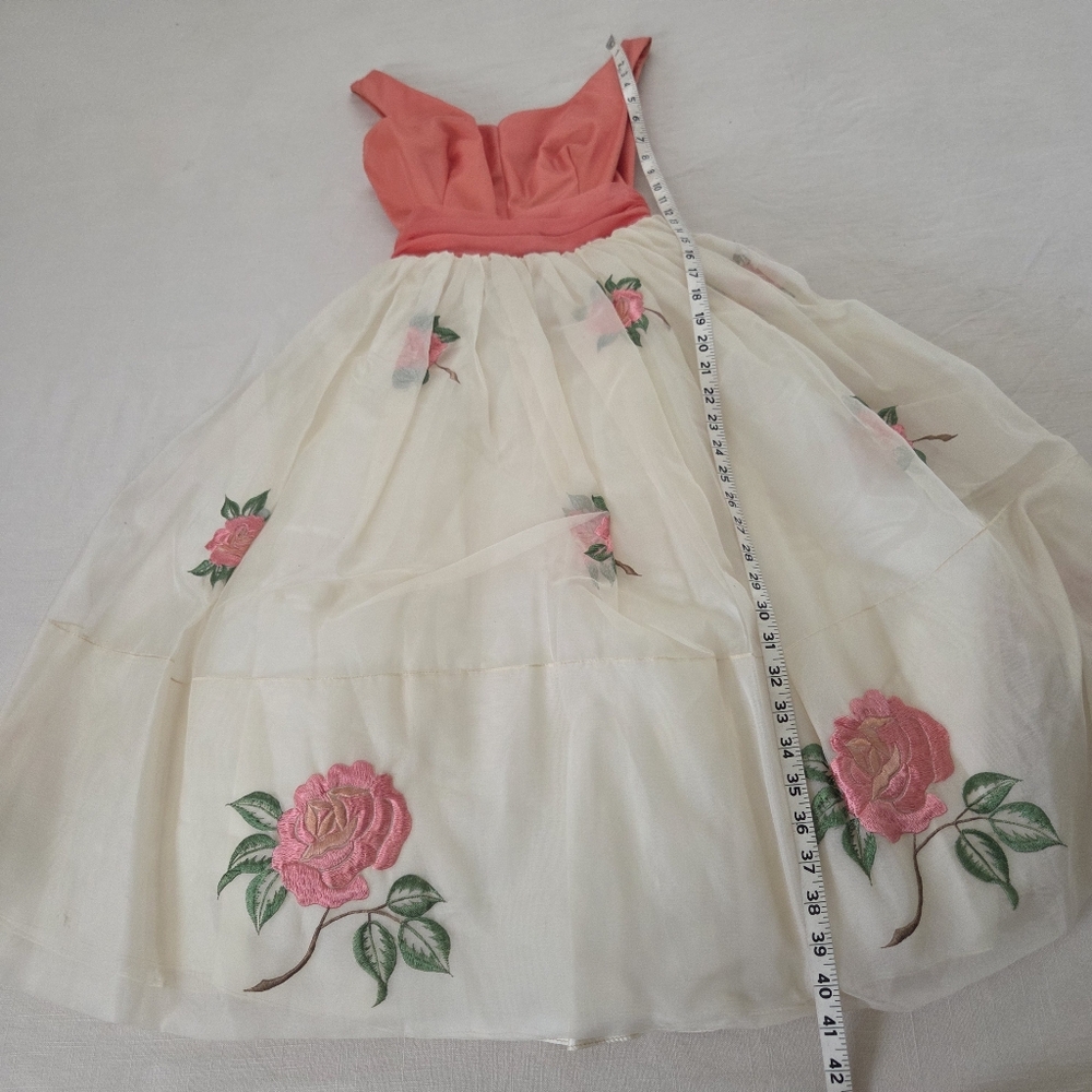 Vintage 50s/60s Floral Sheer Dress XXS? XS Womens - Picture 7 of 16